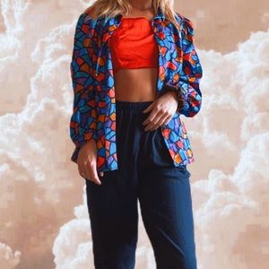 Vintage Gianna pop color geometrical blouse